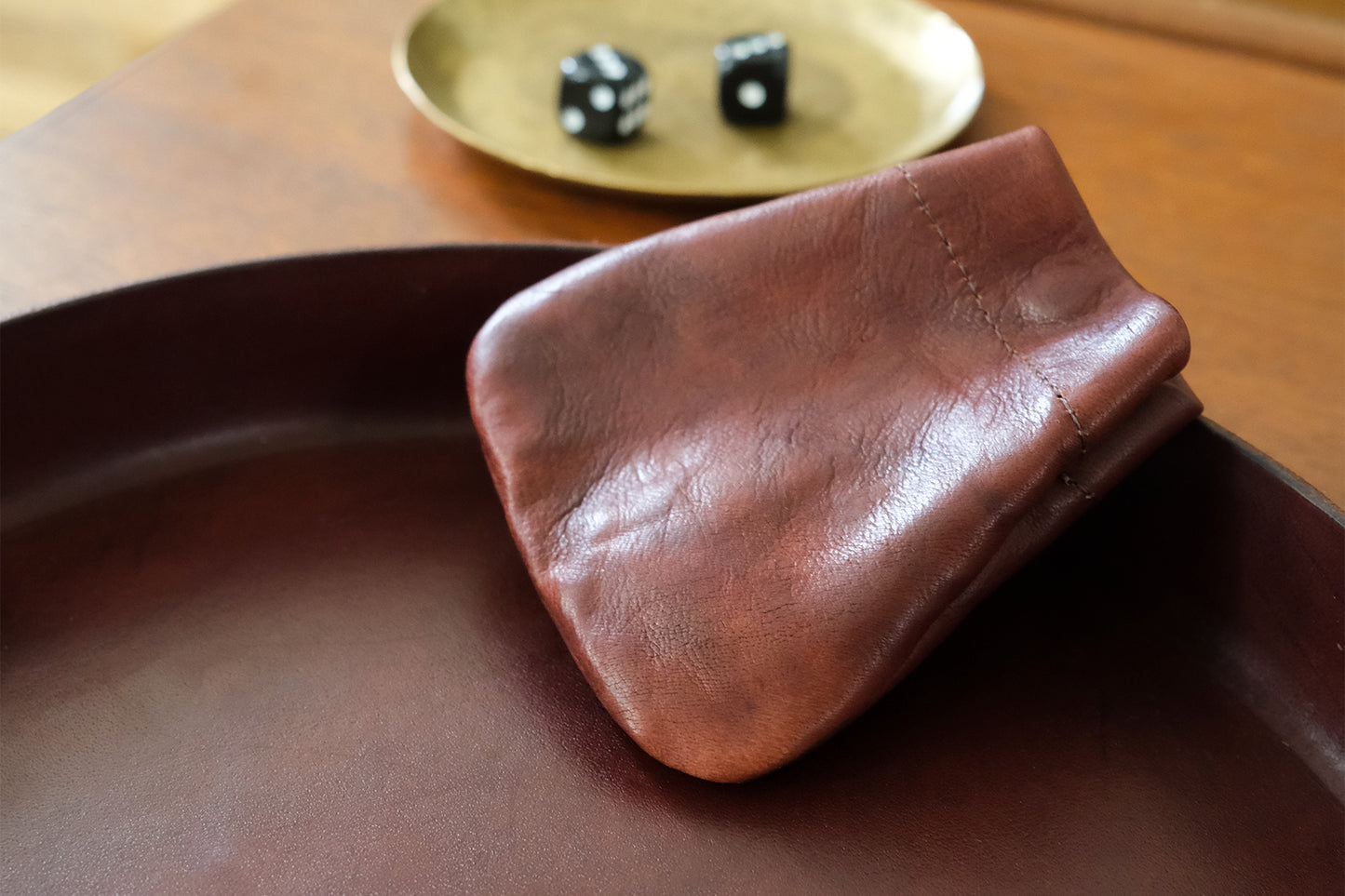 Leather Tray, Mahogany