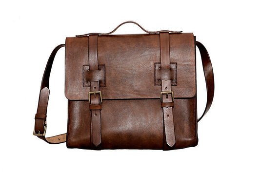 Leather Satchel, Dark Brown