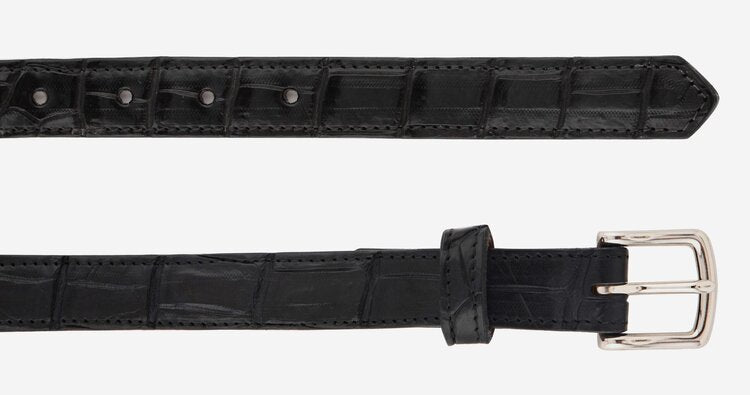 The Somerset Belt, Black Crocodile - Silver