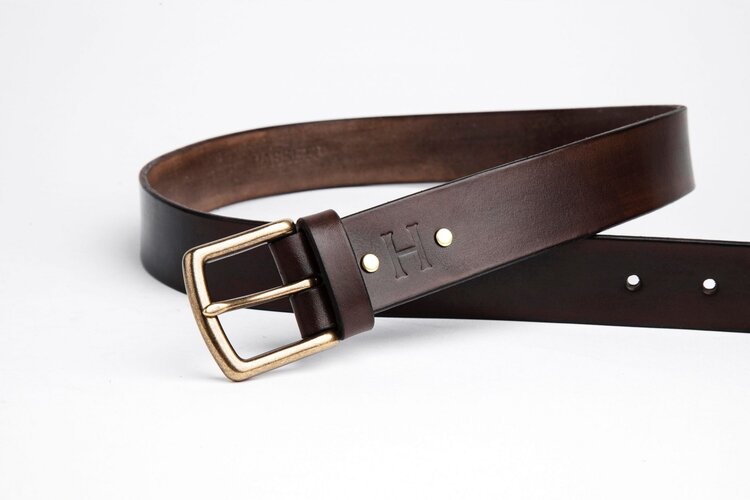 The Somerset Belt, Chocolate - Antique Brass
