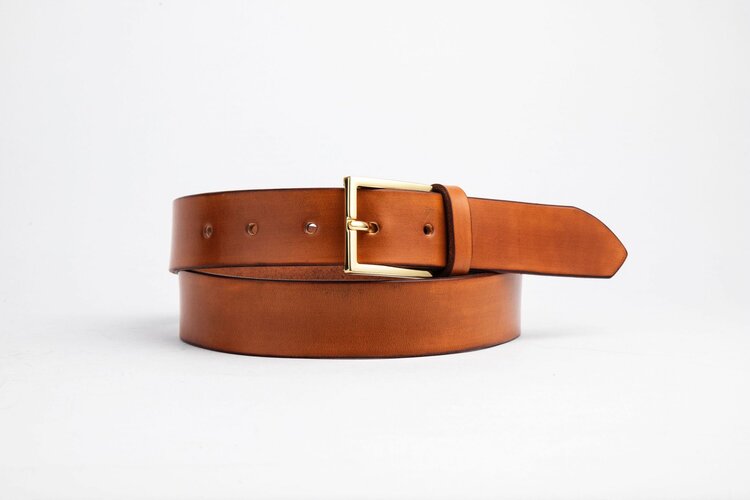 The Chapel Belt, Tan - Brass
