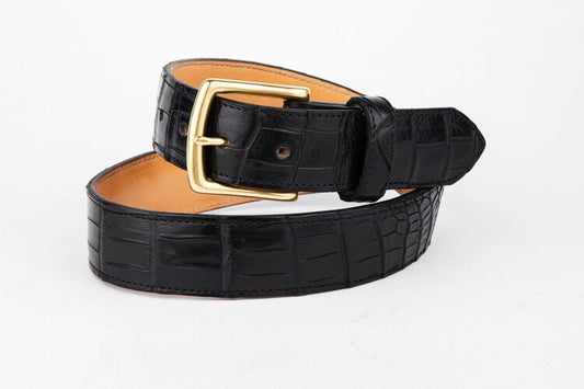 The Somerset Belt, Black Crocodile - Brass