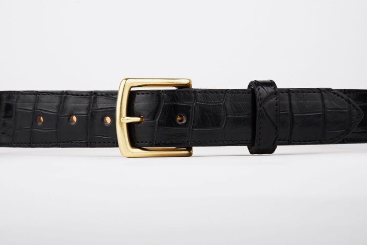 The Somerset Belt, Black Crocodile - Brass