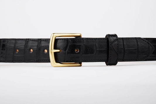 The Somerset Belt, Black Crocodile - Brass