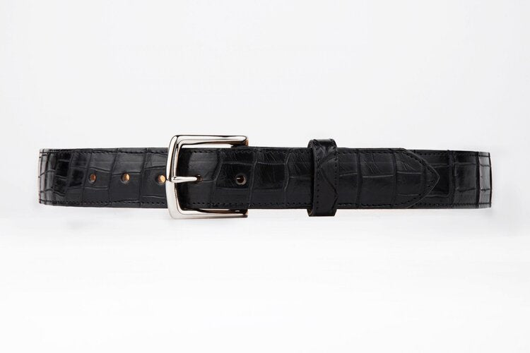 The Somerset Belt, Black Crocodile - Silver
