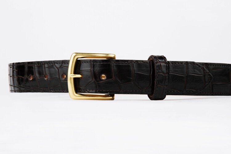The Somerset Belt, Brown Crocodile - Brass