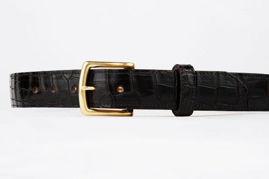 The Somerset Belt, Brown Crocodile - Brass