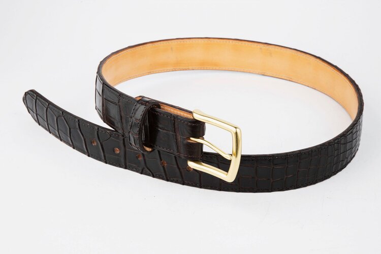 The Somerset Belt, Brown Crocodile - Brass