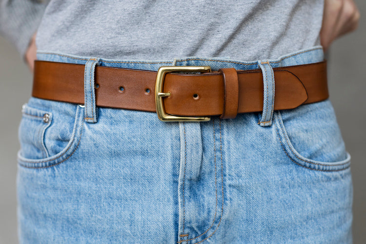 The Somerset Belt, Tan - Brass