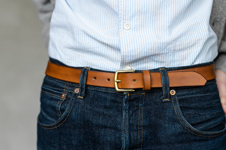 The Somerset Belt, Tan - Brass