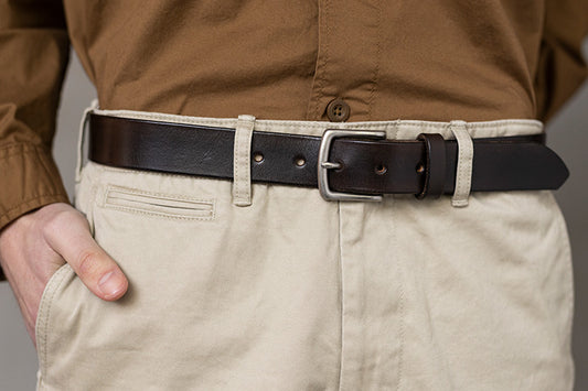 The Somerset Belt, Chocolate - Matte Silver