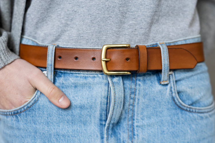 The Somerset Belt, Tan - Brass