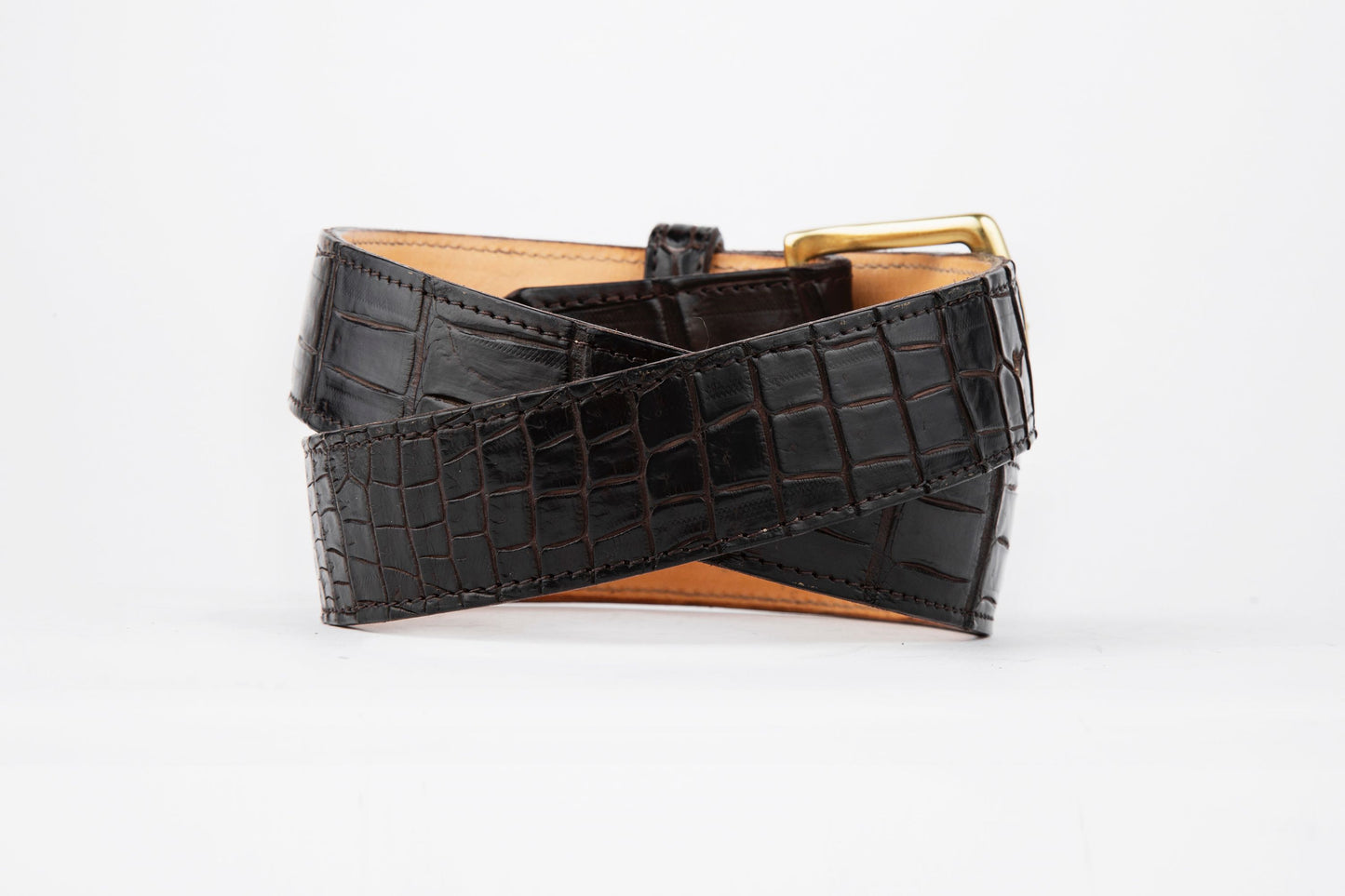 The Somerset Belt, Brown Crocodile - Brass