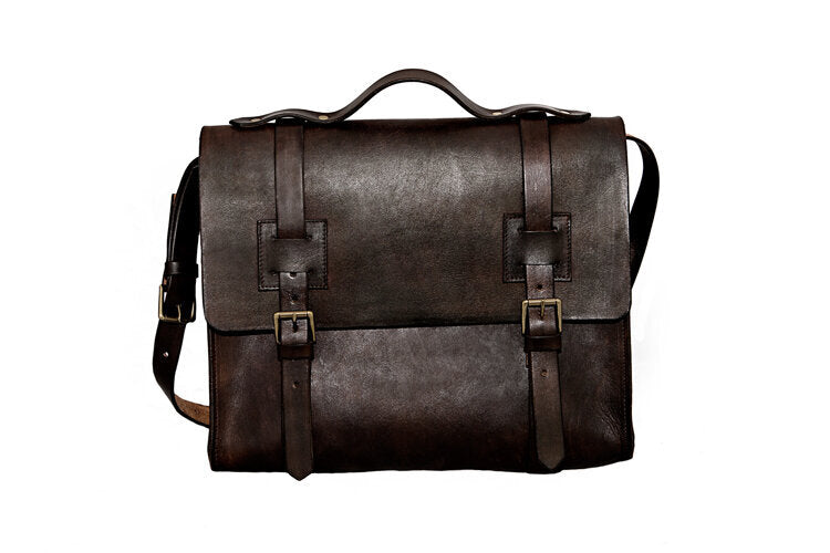 Leather Satchel, Chocolate Brown