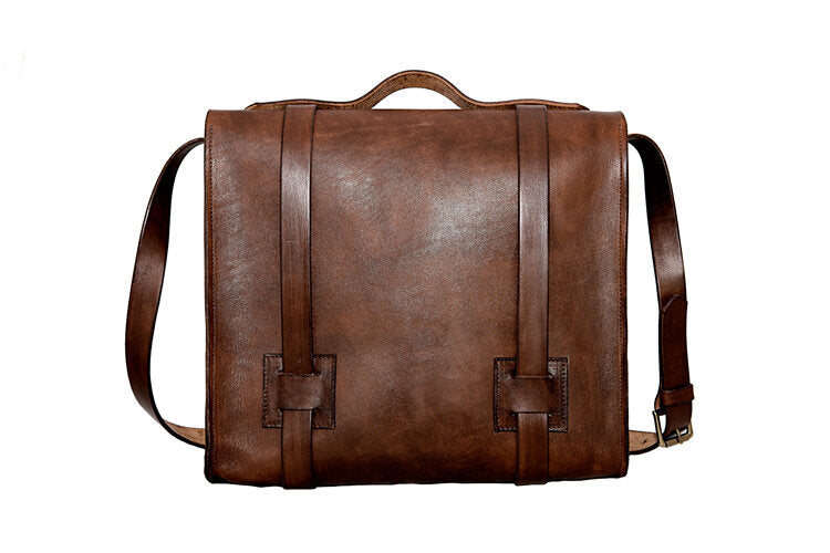 Dark brown leather clearance satchel