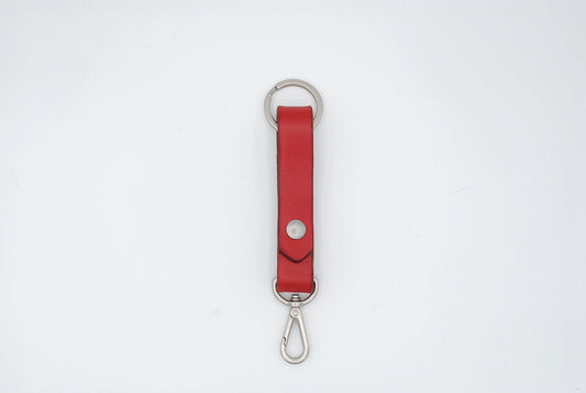 Full Grain Leather Key Fob, Red